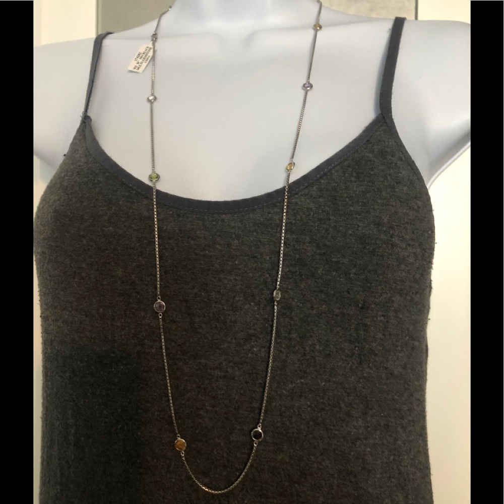 36” multi colored gemstone necklace.